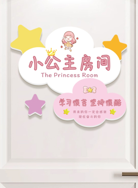 小公主房间门贴儿童房女孩卧室布置装饰立体遮丑墙贴励志标语挂牌