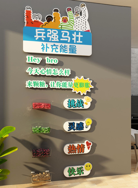 糖果办公室墙面装饰企业文化公司茶水间背景布置贴纸励志标语挂画