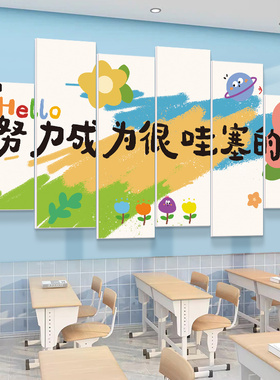 幼儿园墙面装饰励志标语班级文化墙贴小学校教室布置黑板上面挂画