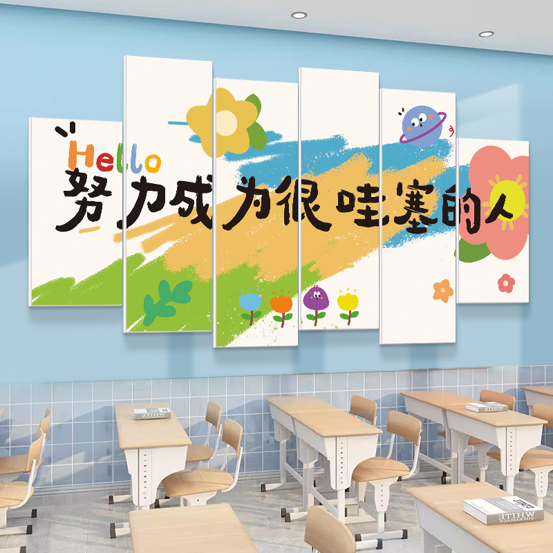 幼儿园墙面装饰励志标语班级文化墙贴小学校教室布置黑板上面挂画