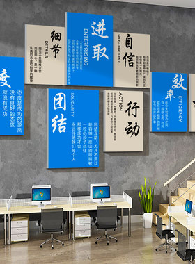 办公室墙面装饰企业文化会议团队励志标语公司背景氛围布置贴纸画