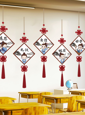 古风传统文化墙贴纸自粘幼儿园环创教室班级墙面装饰励志贴画布置