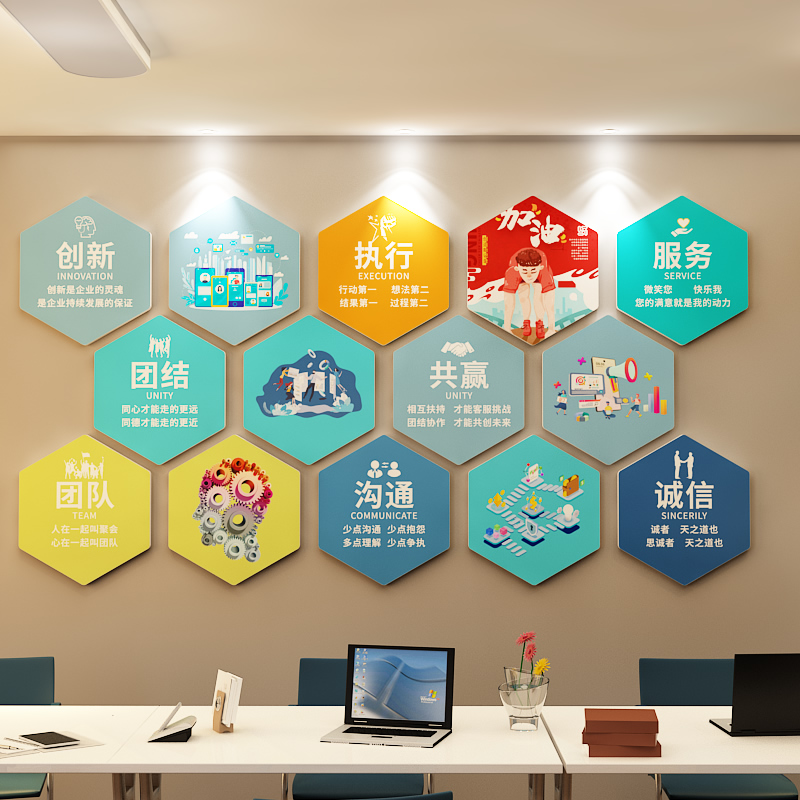 公司励志标语翅膀背景墙贴企业文化设计办公室氛围布置墙面装饰画