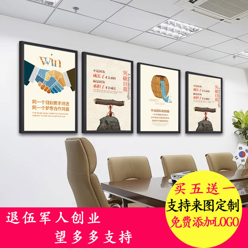 办公室壁画挂画会议室海报老板字画励志公司企业文化墙装饰画标语