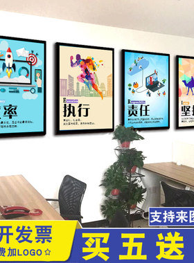 办公室装饰画公司励志挂画企业文化墙标语会议室壁画有框简约现代