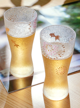 aderia日本进口石冢硝子日式玻璃水杯樱花杯子礼盒无铅精酿啤酒杯