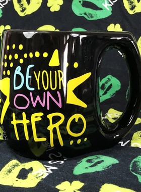 美国进口be your own hero做自己的英雄陶瓷马克水杯咖啡杯子励志