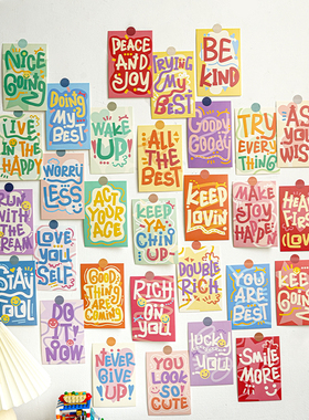 小清新励志英文卡片墙贴儿童房间墙面装饰班级文化墙改造布置贴画
