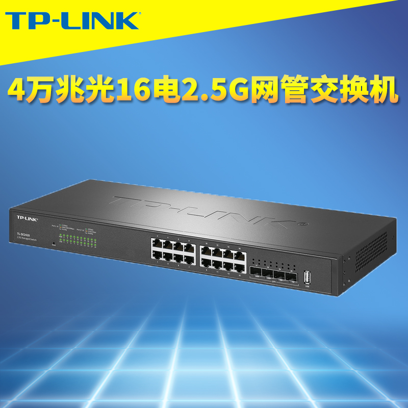 TP-LINK TL-SE2420 4万兆光口16口2.5G云管理网络交换机Web网管钢壳机架式网络监控端口汇聚镜像10G SFP+高速
