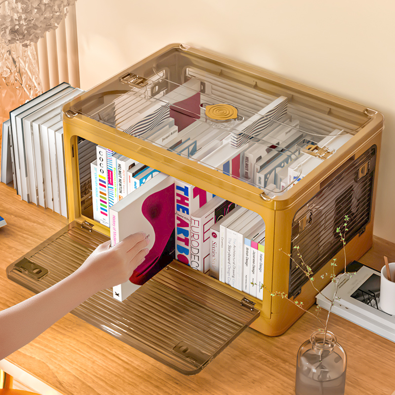 书本收纳箱家用可折叠装书籍整理透明塑料储物盒学生宿舍收纳神器