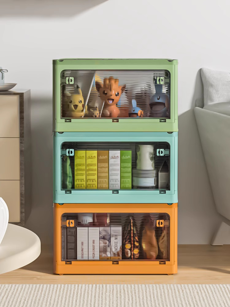 书籍玩具收纳箱可折叠箱透明整理箱家用宿舍书本零食整理储物箱子
