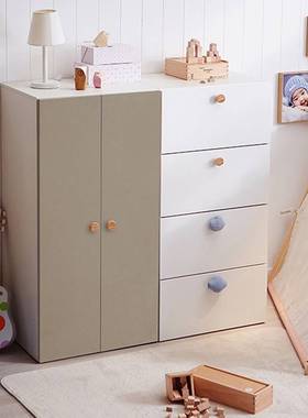 可比熊实木儿童北欧衣柜简约现代经济型衣橱小孩卧室柜宝宝收纳柜