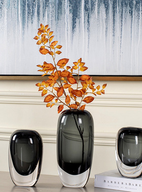 现代简约琉璃花瓶插花摆件客厅玄关样板间餐桌酒店轻奢工艺装饰品