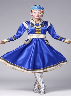 高档新款蒙古族演出服女装内蒙古舞蹈服装蒙古袍成人少数民族表演