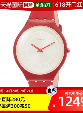 日本直购swatch斯沃琪 女士红色运动带夜光指针防水手表SVUR100