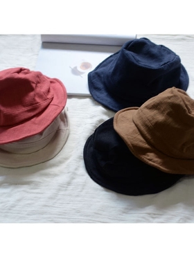 日本设计师款亚麻布帽 春夏男女小众个性遮阳防晒盆帽爵士帽礼帽