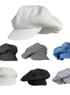 夏季云朵帽女白色贝雷帽大头围薄款帽子水母帽八角帽男复古画家帽