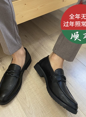 夏季乐福鞋男豆豆英伦商务休闲一脚蹬皮鞋透气青年发型师正装男鞋