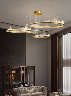 新中式客厅吊灯2022年新款北欧大气中国风简约现代山水餐厅茶室灯