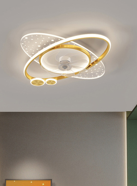 家用创意静音一体吸顶灯风扇灯北欧遥控智能卧室电扇灯隐形吊扇灯