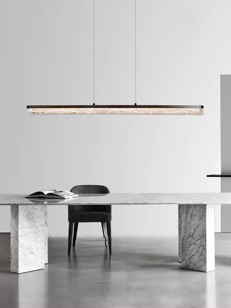 意式极简全铜餐厅吊灯现代简约吧台创意餐桌设计师高端一字长条灯