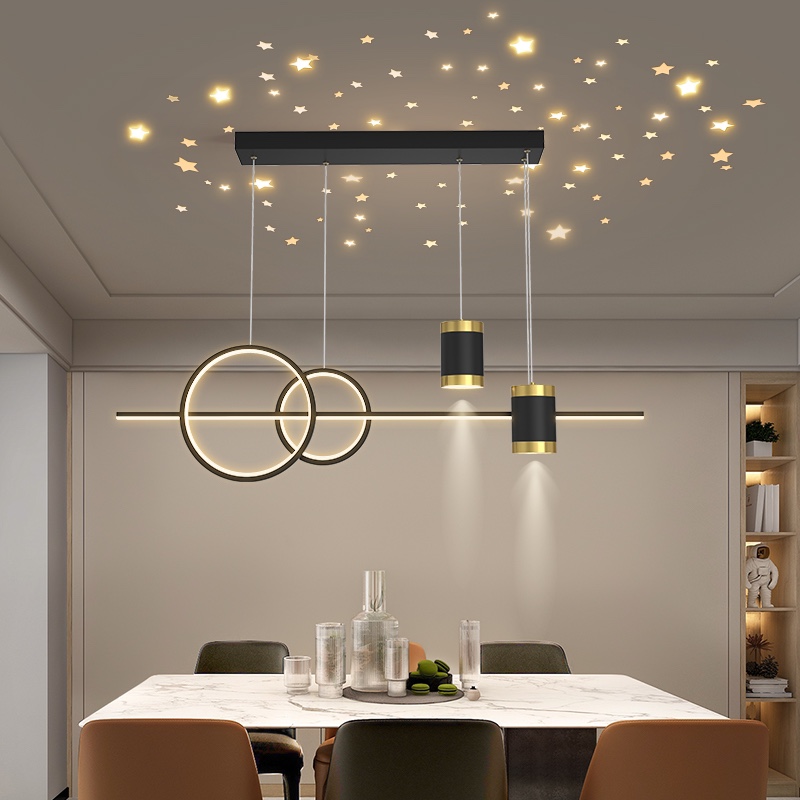 2023新款星星餐厅灯星空餐吊灯现代简约长条饭厅餐桌吧台创意灯具