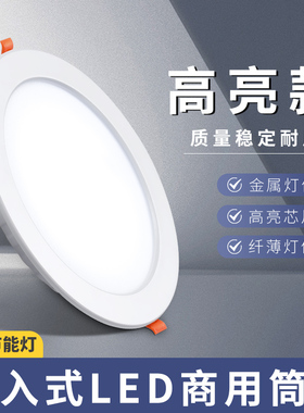 商用led筒灯嵌入式4寸12W圆形洞灯开孔15cm工装孔灯30W牛眼灯孔灯