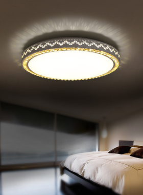 圆形LED水晶吸顶灯具现代简约温馨卧室灯餐厅灯饰家用110v-220v