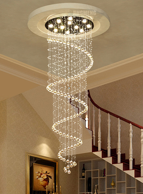 欧式楼梯长吊灯别墅灯水晶吊线灯复式楼客厅螺旋灯玻璃浪漫装饰灯