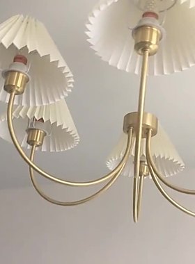 美式吊灯客厅灯大气北欧百褶餐厅灯日式复古全铜卧室新款法式灯具