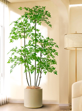 客厅仿真绿植植物南天竹室内盆栽高端轻奢沙发旁假树落地装饰摆件