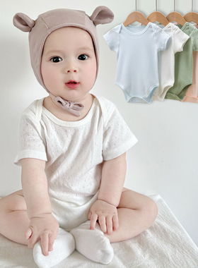 宝宝夏季连体衣婴儿纯棉三角哈衣儿童短袖透气薄款包屁衣0-3衣服