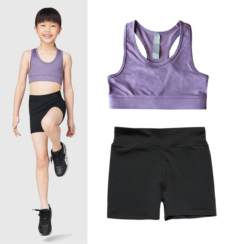 女童健身训练健身内衣 运动速干弹力背心 瑜伽打球舞蹈抹胸三分裤