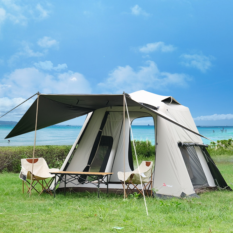 Alltel黑胶帐篷户外便携式折叠野外露营野营装备全自动加厚防暴雨