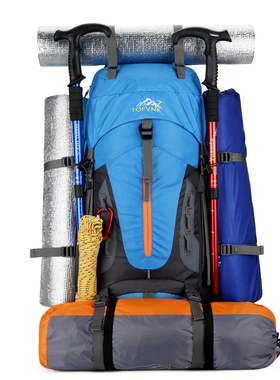 户外大容量登山包65+5升露营帐篷背包男女通用旅行徒步运动行李包