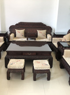 天香倾城 印度小叶紫檀沙发13件套檀香紫檀别墅客厅大师红木家具