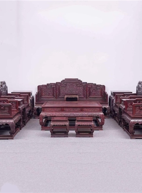 正宗印度小叶紫檀沙发十三件套国缤款西番莲客厅红木家居家具