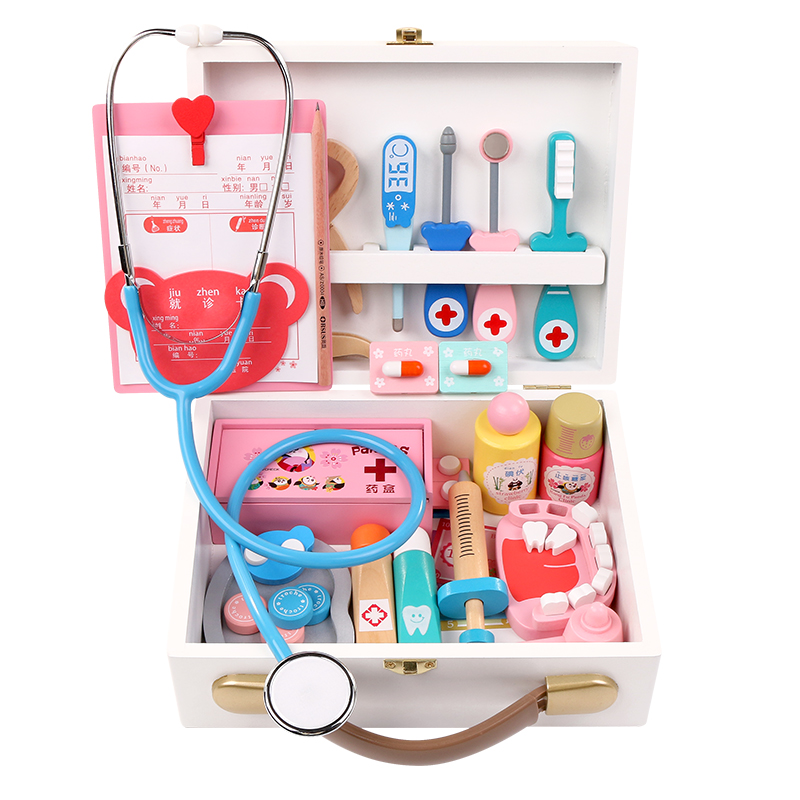 儿童医生玩具套装护士打针工具木制仿真医药箱宝宝过家家听诊器