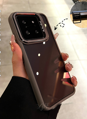 隐藏镜头支架适用小米14/华为vivo手机壳mate60pro新款个性透明背板手机套x100简约超薄外壳14pro情侣保护套
