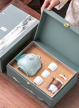 新款创意茶叶礼盒空盒高档茶叶罐茶具组合红茶绿茶毛尖龙井包装盒