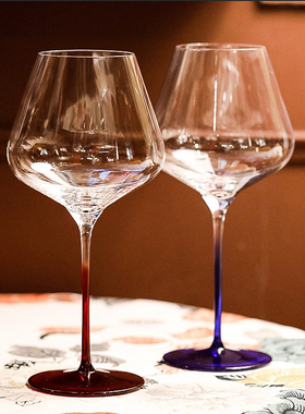 德国进口勃艮第红酒杯彩色杯杆水晶玻璃高脚波尔多葡萄酒杯子家用