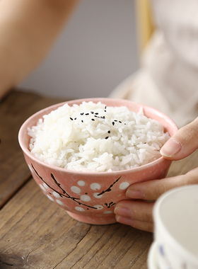 日式米饭碗碟盘筷套装和风酒店摆台家用餐具雪花陶瓷小汤碗麦片碗