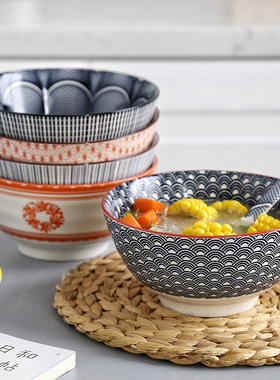 日式陶瓷碗 家用大号汤碗 面碗个性大号汤碗创意碗盘餐具商用
