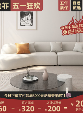 卡楠菲意式极简弧形布艺沙发奶油风小户型简约现代客厅免洗科技布