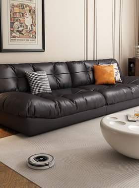 现代简约奶油风布艺云朵沙发真皮沙发客厅沙发轻奢网红直排沙发