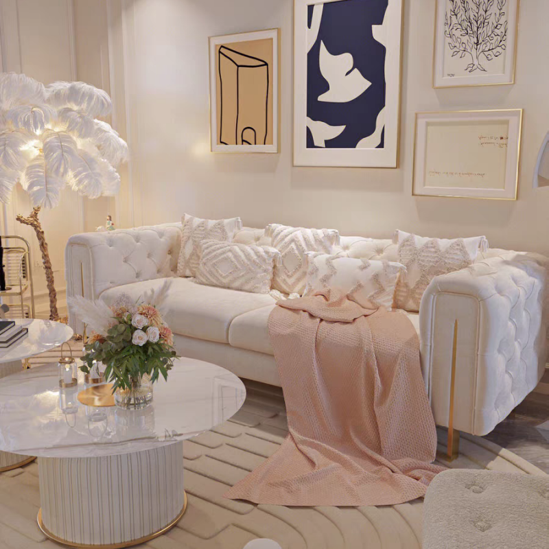 法式轻奢组合客厅小户型现代简约2024新款网红奶油风皮布艺沙发