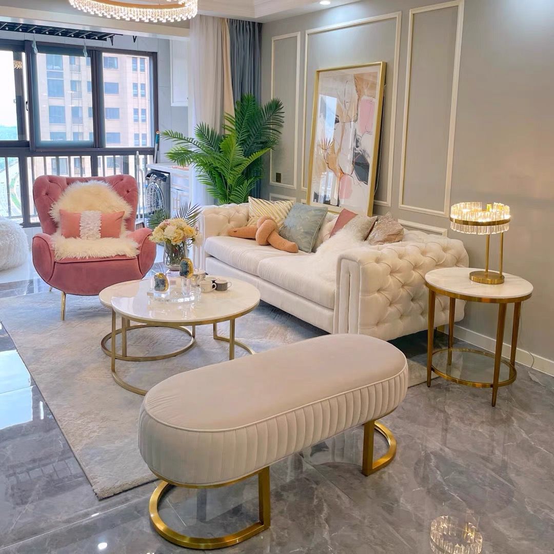 美式轻奢组合客厅小户型现代简约2024新款网红奶油风皮布艺沙发