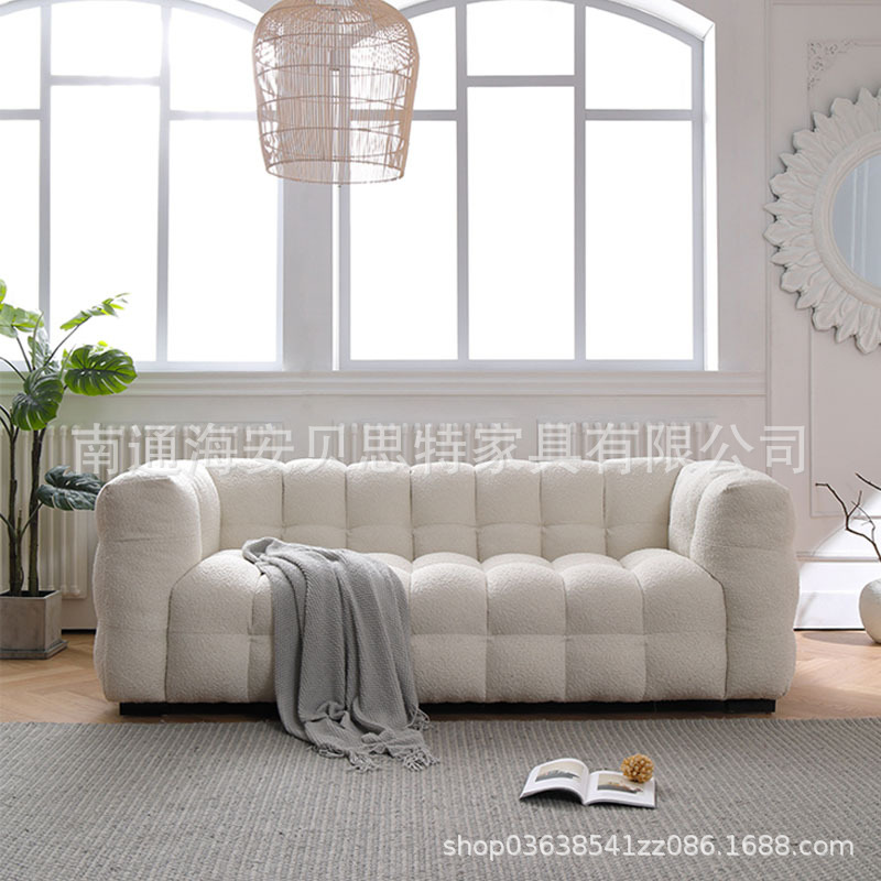新款现代简约羊羔绒布艺沙发北欧轻奢云朵网红款小户型客厅家具