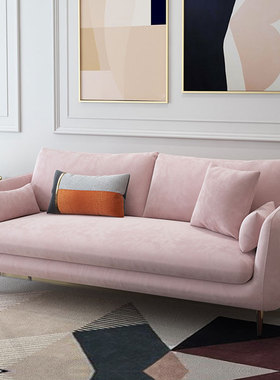 北欧现代简约布艺沙发小户型客厅粉色网红双人三人直排轻奢小沙发