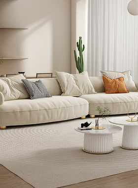 布雷尔布艺沙发小户型客厅现代简约网红奶油侘寂风设计师绒布沙发